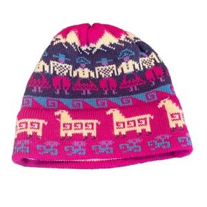 VTG 90s Mountain Ladies & Ewe Poppy Gall Wool Purple Winter Ski Hat with Tassel